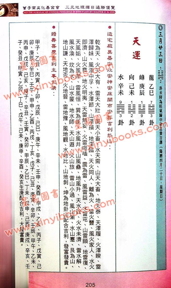 曾王君：2025乙巳年曾子南宗师三元地理择日通胜便览